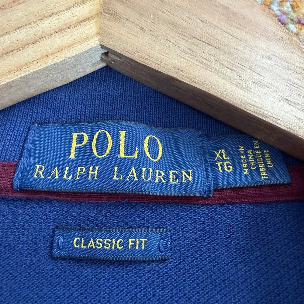 Polo Ralph Lauren Spellout Colorblock Polo Shirt Mens XL Blue